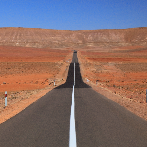 Cross desert roads that run to the horizon