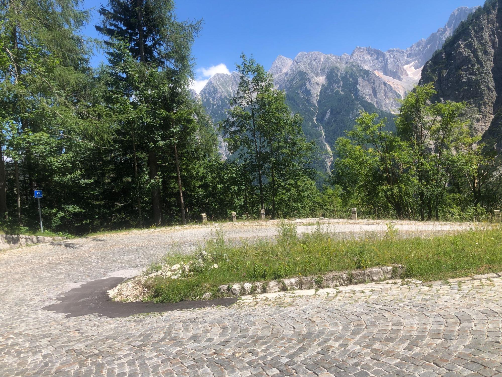 A pic I took of the cobbled hairpins near the top of Vršič Pass can come as a surprise.