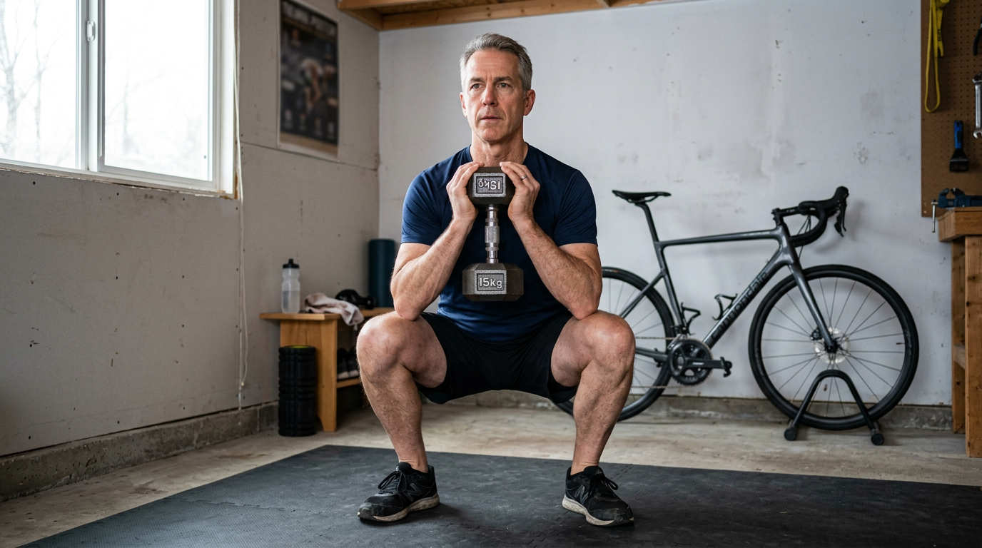 Cyclist doing strength training to maintain muscle during the off-season