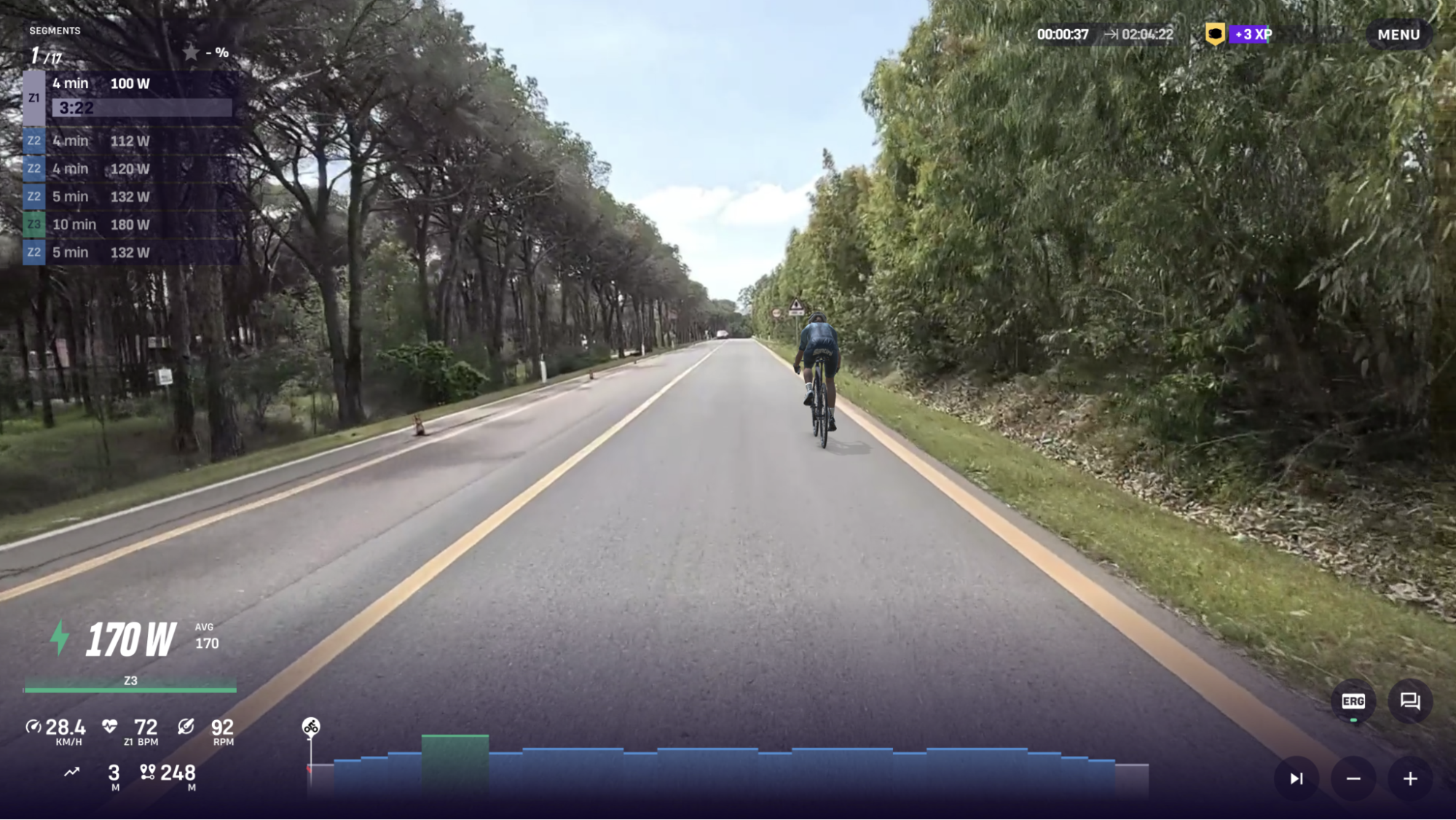 Zone 2 Graft long aerobic cycling workout for runners on ROUVY