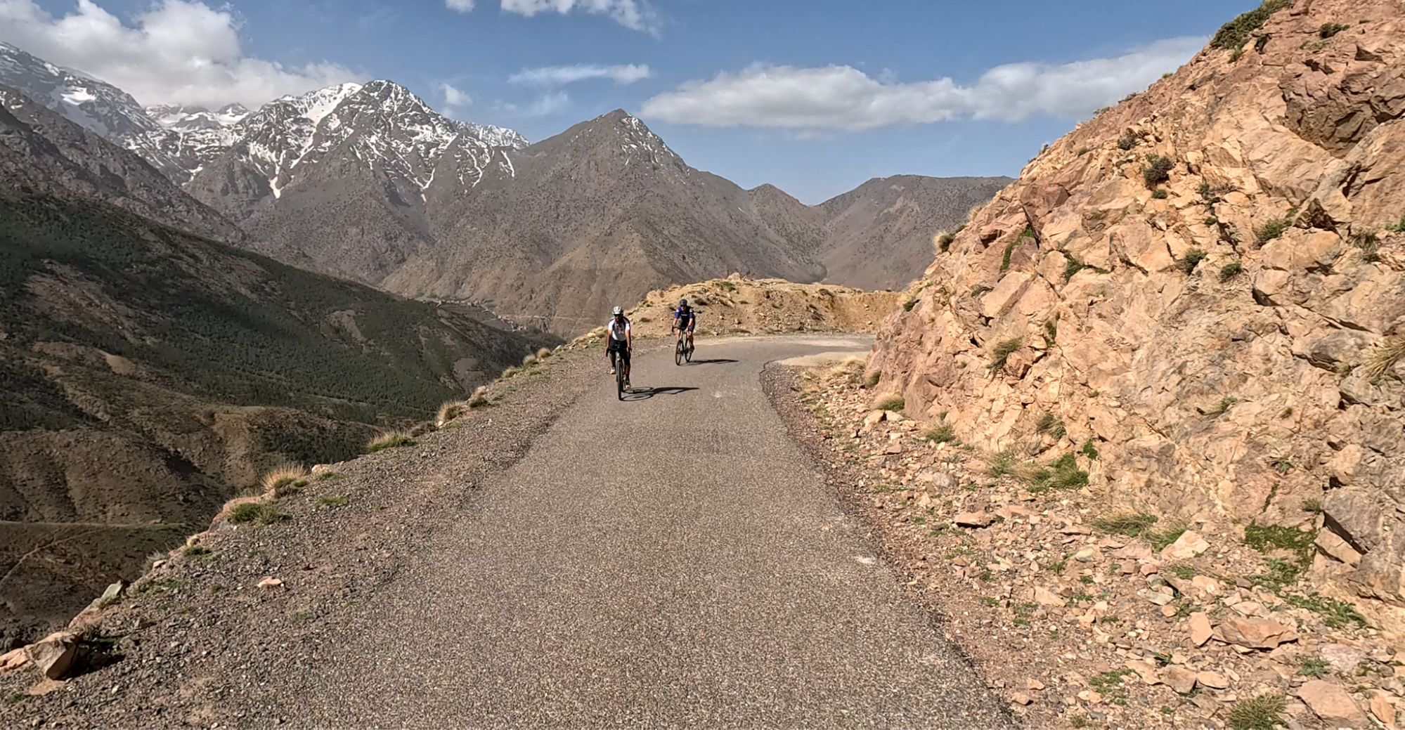 Road cycling in Morocco near Mount Toubkal