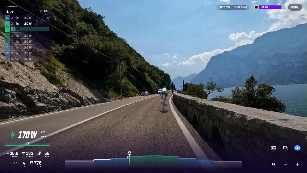 First Pyramid Workout power profile in ROUVY, an indoor cycling workout for riders new to intervals