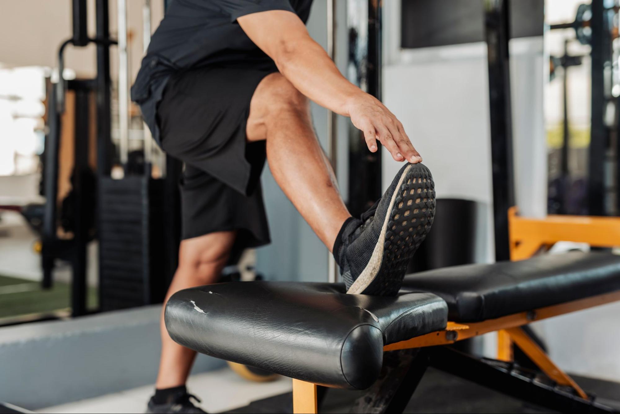 Standing hamstring stretch after cycling to ease stiffness
