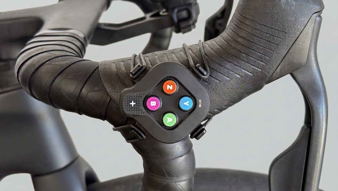 Zwift Click handlebar controller for virtual gear shifting