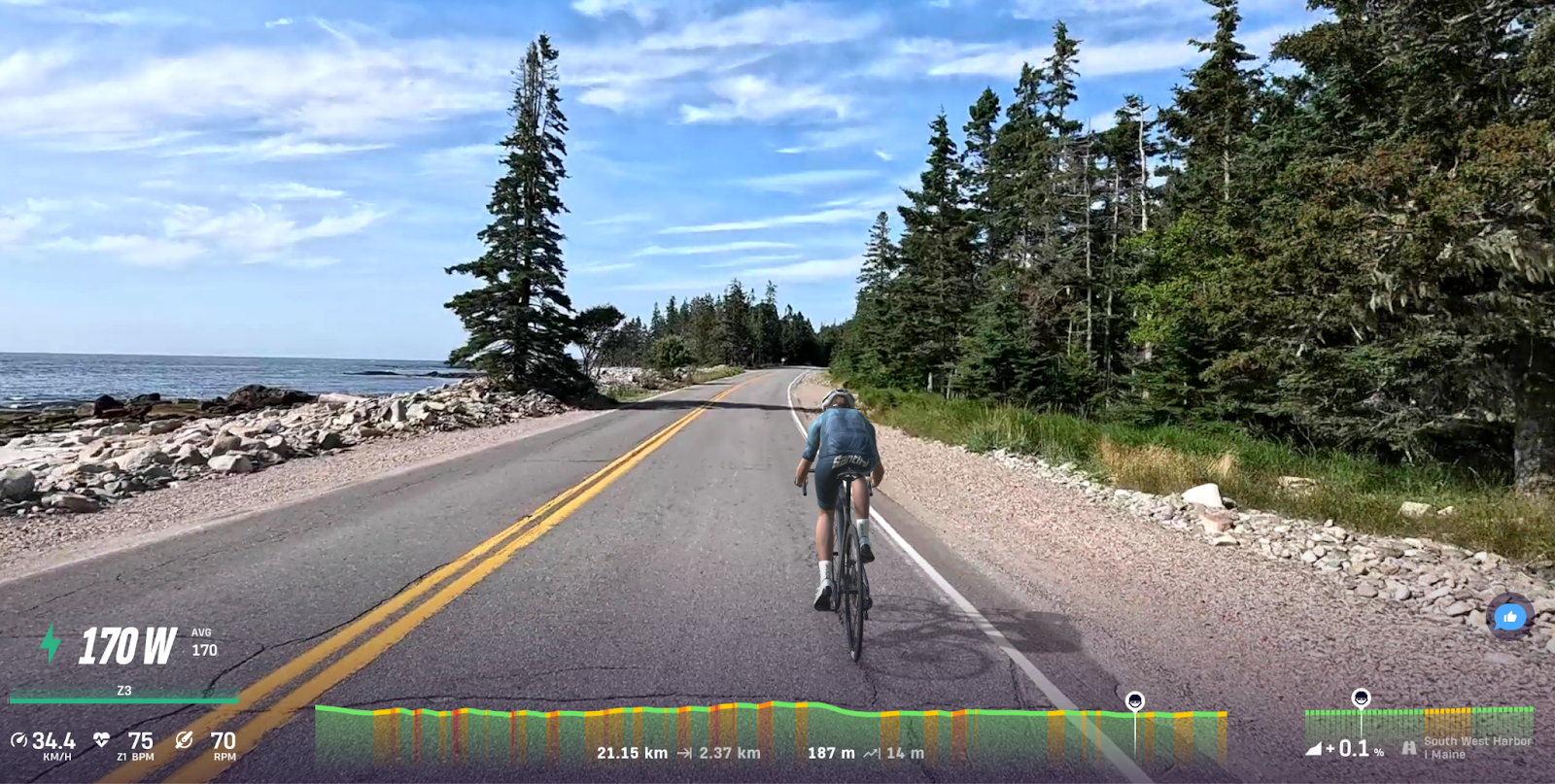 Above: Cycle in Acadia National Park on ROUVY