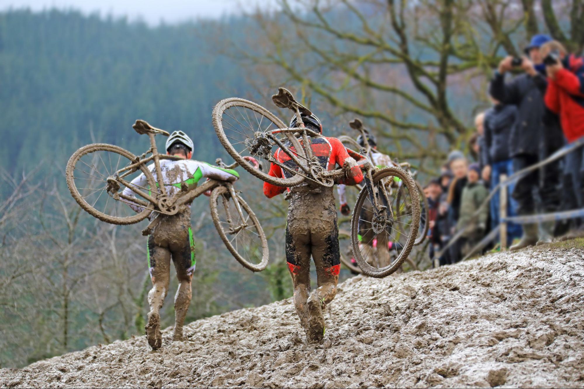 Cyclocross rider building bike-handling skills with structured indoor and off-road training