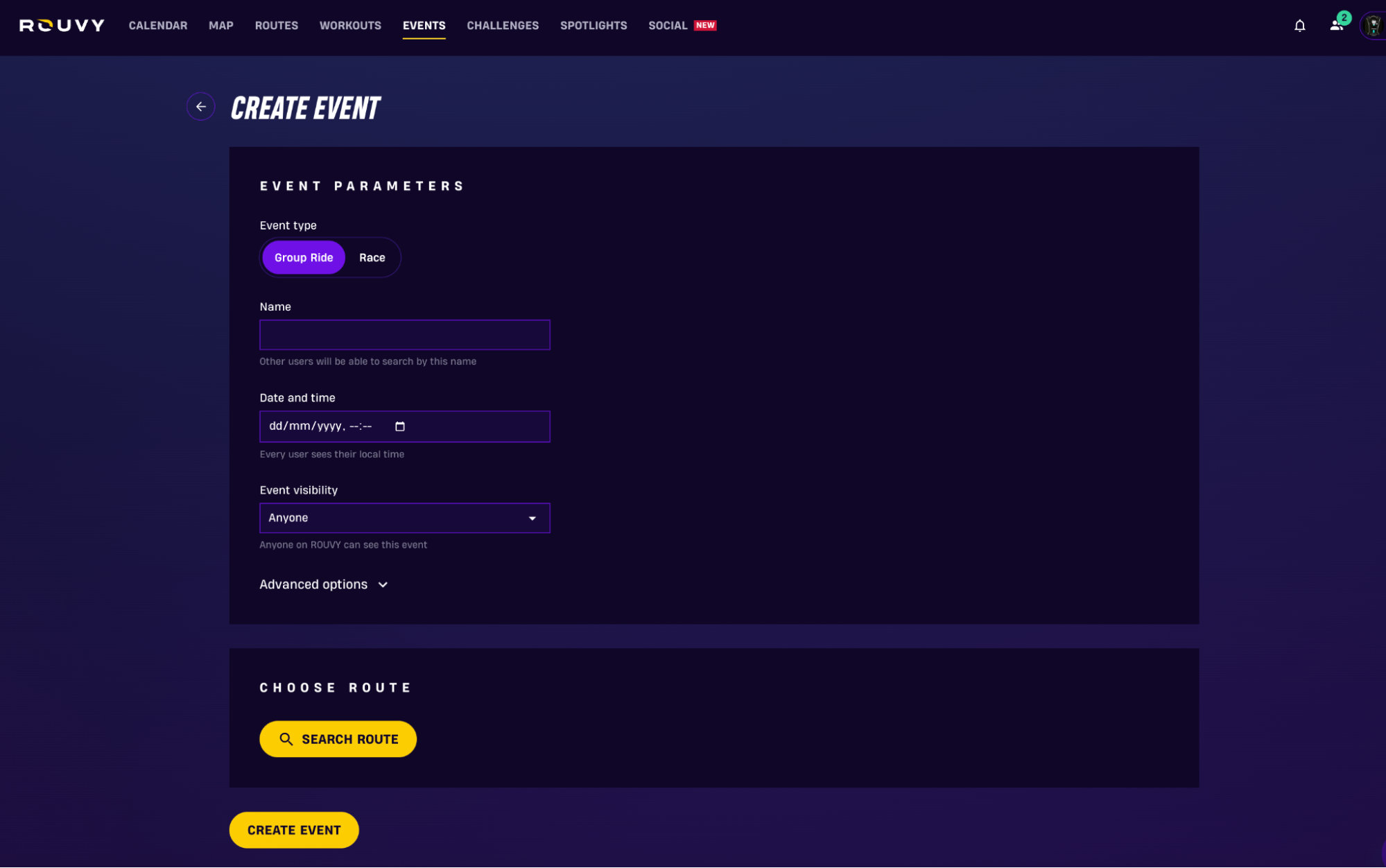 Creating a group ride on ROUVY: step-by-step guide