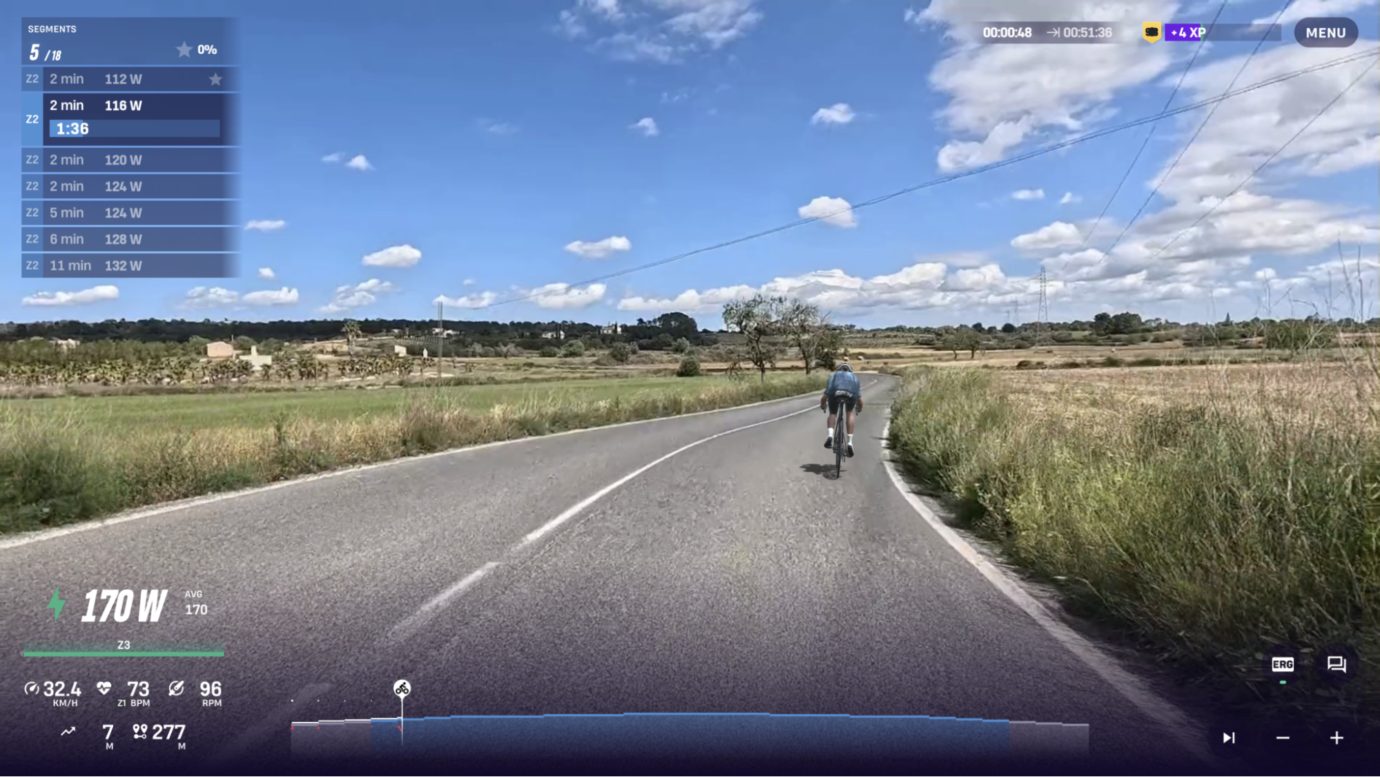 Base Ladder endurance cycling workout for runners on ROUVY