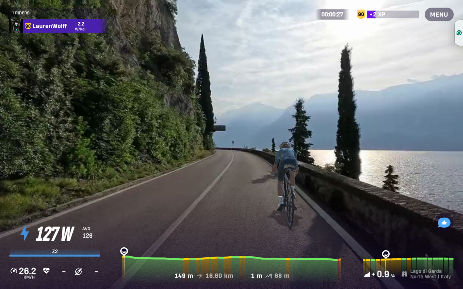 Cycling along the Lago di Garda North West route on ROUVY