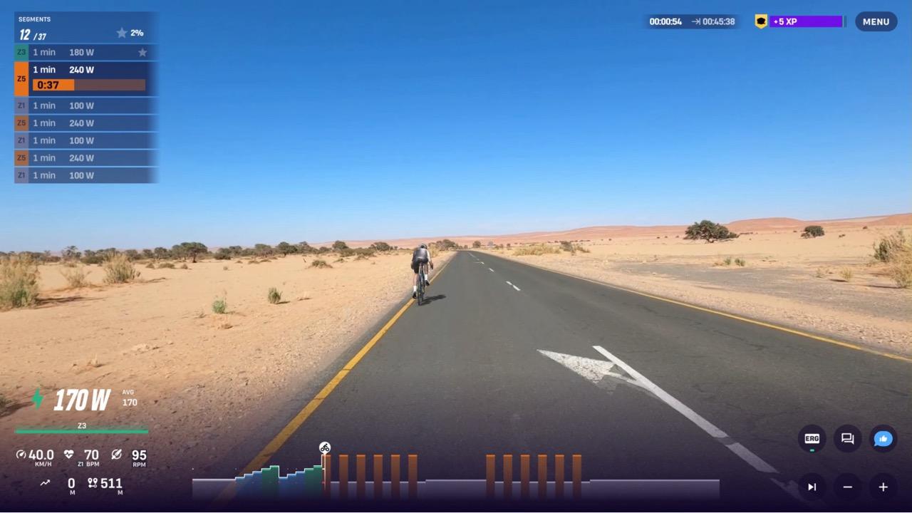 HIIT 60/60 VO2 max indoor cycling workout profile in ROUVY