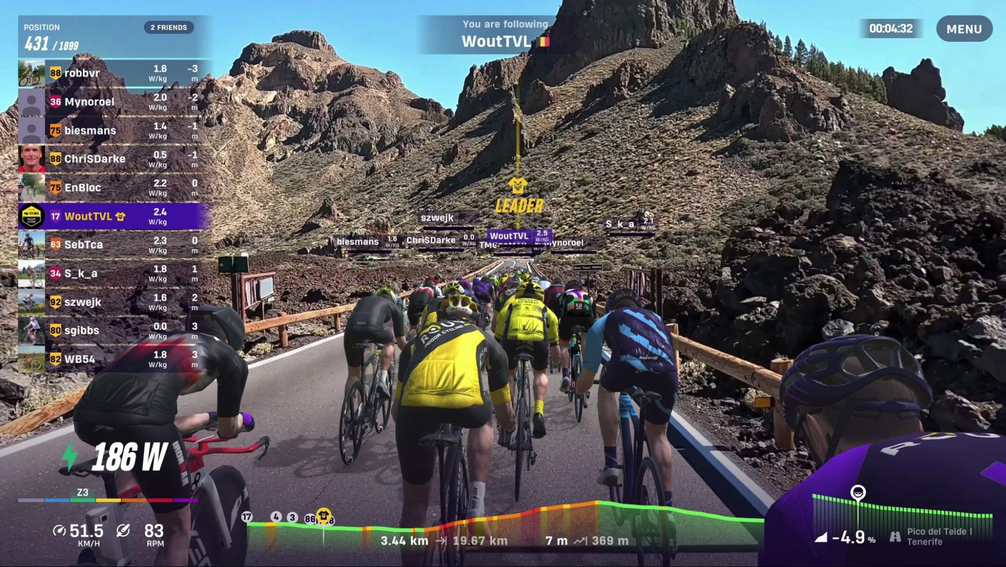 Indoor cycling community: ROUVY group ride on real-world routes