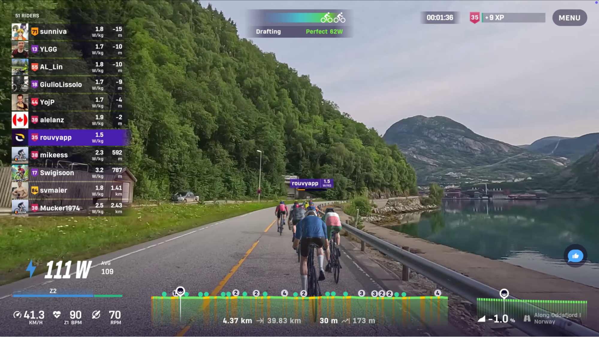 Along Oddafjord, route in Norway on ROUVY