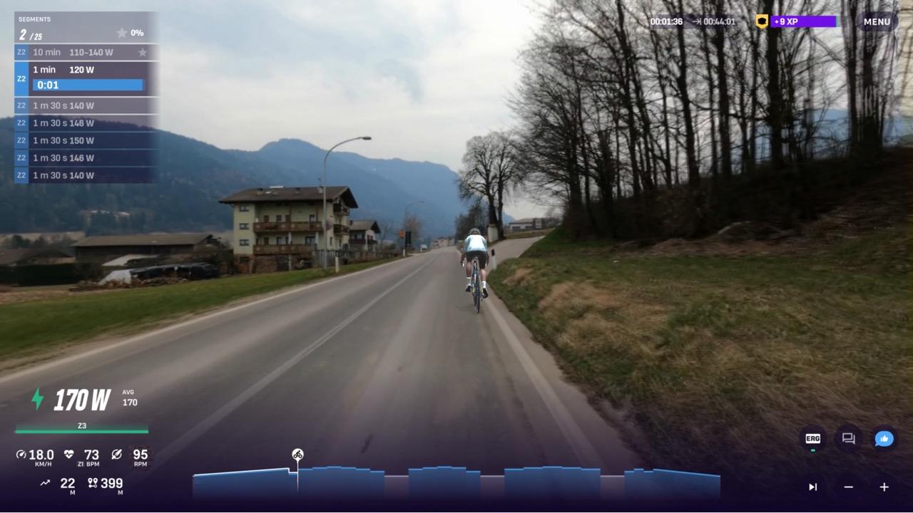 Rolling Hills aerobic endurance indoor cycling workout profile in ROUVY